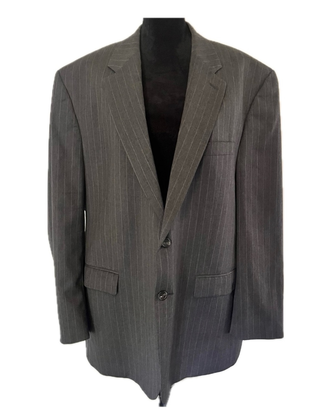 LAUREN RALPH LAUREN Men’s Suit Jacket 47R Charcoal Gray Pinstripes Sport Coat